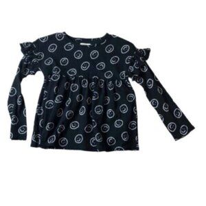 NWT Tucker+Tate Kids Girls Black & White Smiles Everyday Casual Blouse 8